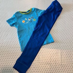 Lilly & Dan Boys Blue Space-Theme Pajama Set - Short Sleeve Top & Pants